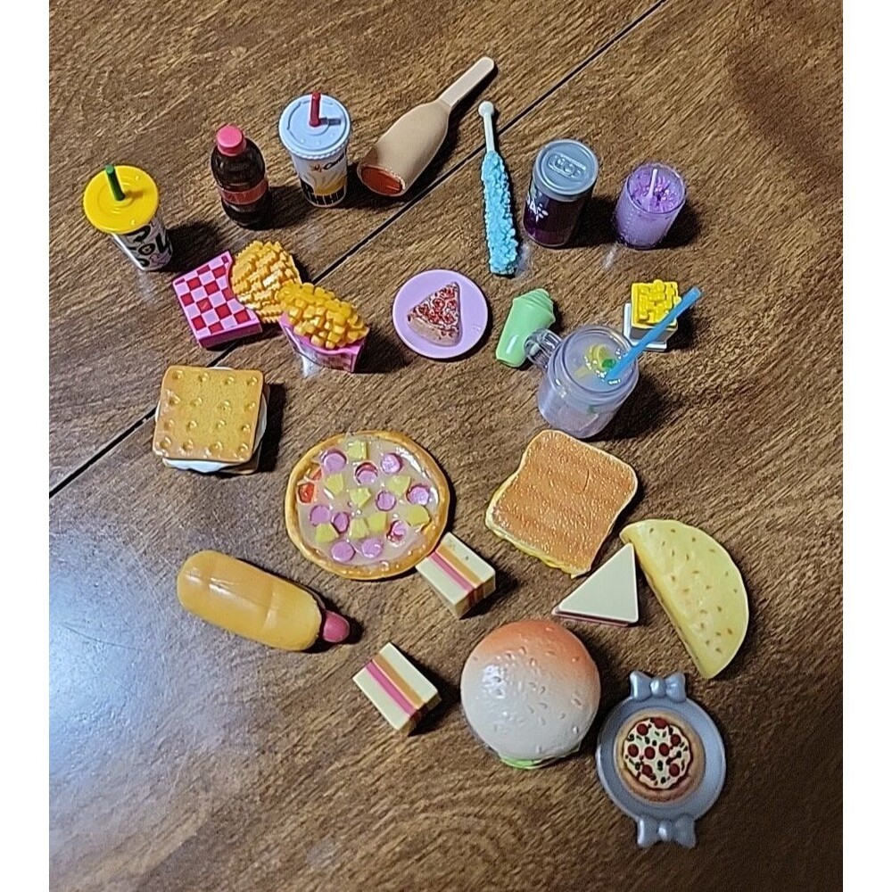 Barbie Fashion Dolls Mix Match Fast food Lot drinks burgers pizza etc..‎